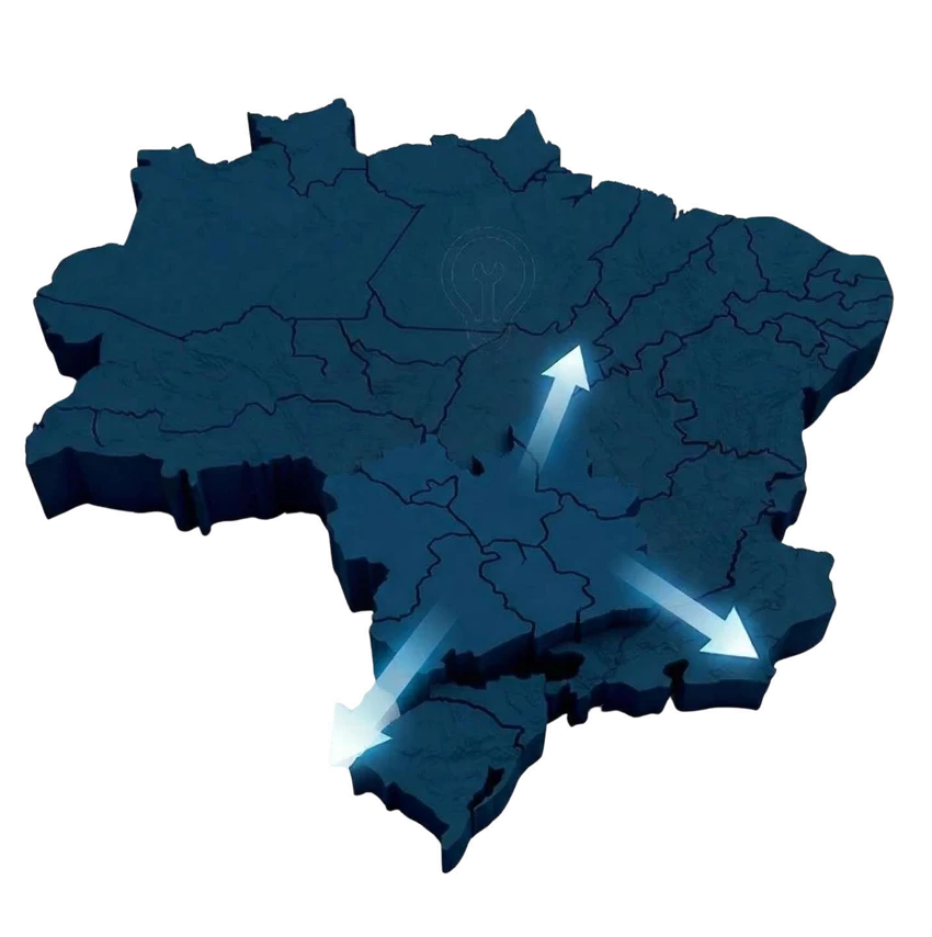 Mapa ilustrativo do Brasil com rotas de transporte